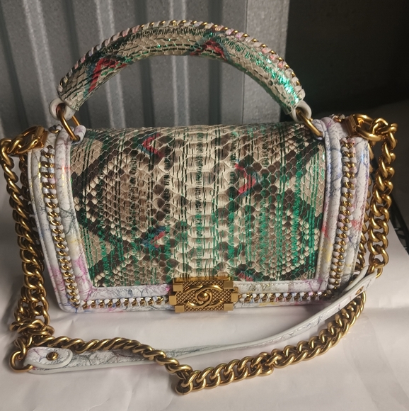 Chanel Multi Color Snakeskin Boy Bag - Picture 1 of 15